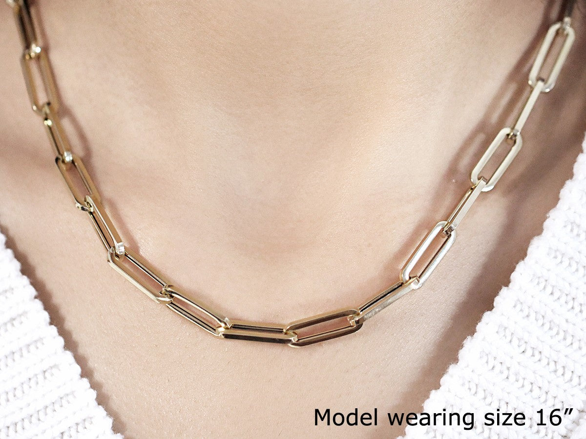 14K yellow gold wide paperclip chain necklace, 6.1mm, Bids.com on Tampa Home & Garden Store