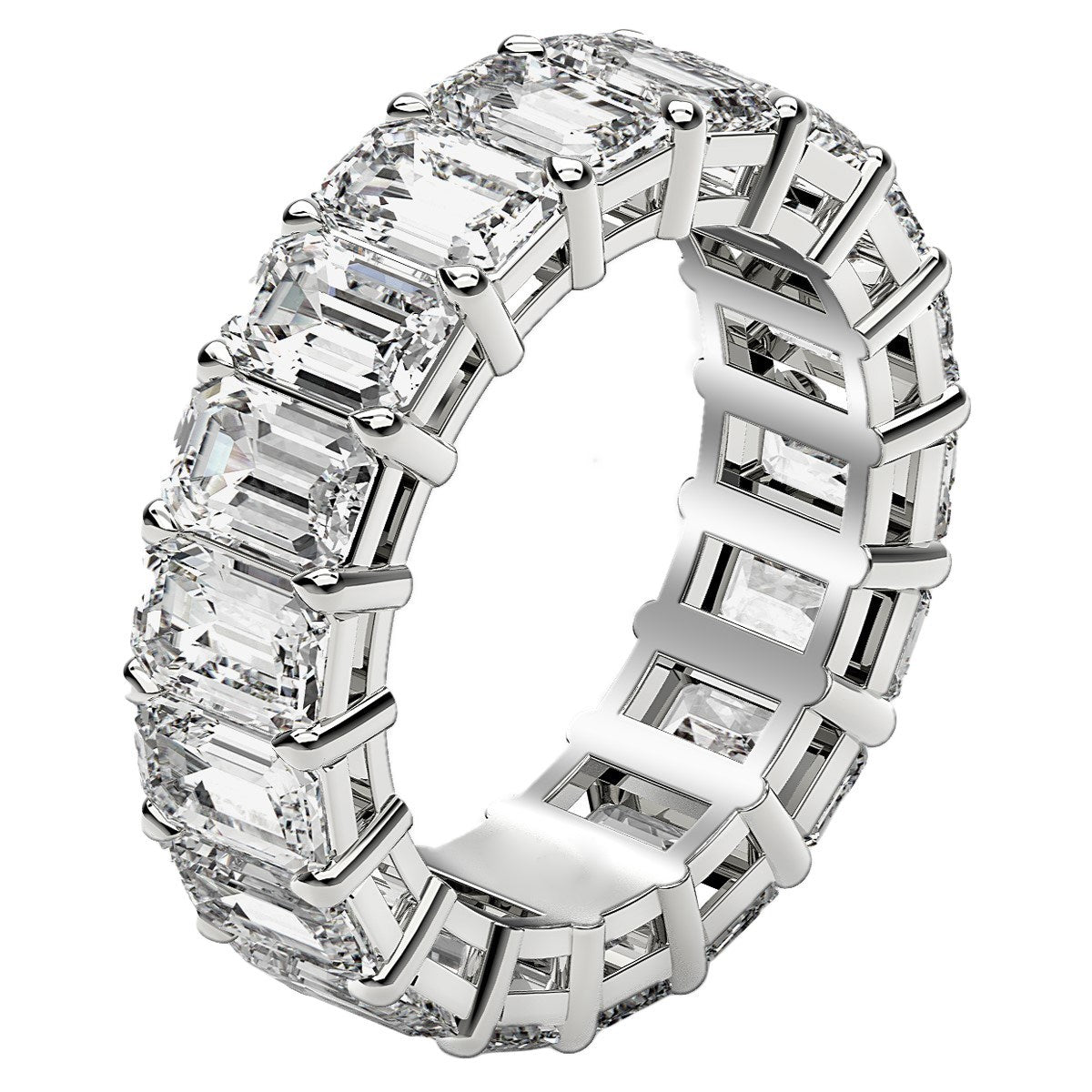 Emerald-cut lab grown diamond eternity ring in 14k white gold, 8 cttw FG/VS2, Bids.com on Tampa Home & Garden Store