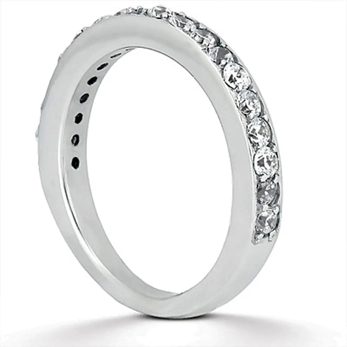 Rings: 14k white gold pave diamond wedding ring band half around by Bids.com on Tampa Home & Garden Store