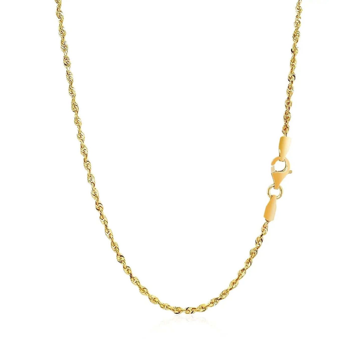 2.0mm 14k yellow gold solid diamond-cut rope chain necklace on Tampa Home & Garden Store