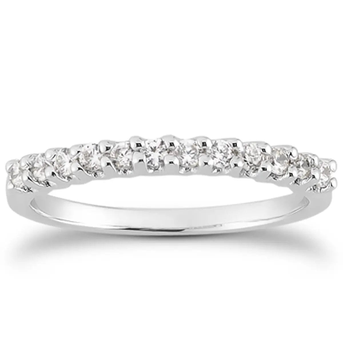 Diamond wedding ring band in 14k white gold with Fancy U setting and shared prong diamonds, Bids.com on Tampa Home & Garden Store