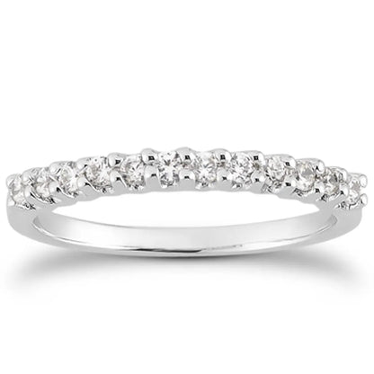 Diamond wedding ring band in 14k white gold with Fancy U setting and shared prong diamonds, Bids.com on Tampa Home & Garden Store