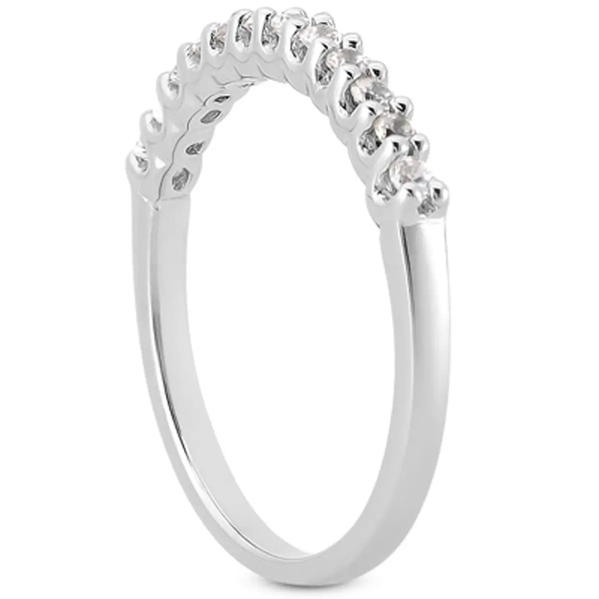 Ring 14k white gold fancy U-setting shared-prong diamond wedding band, Bids.com on Tampa Home & Garden Store