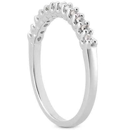 Ring 14k white gold fancy U-setting shared-prong diamond wedding band, Bids.com on Tampa Home & Garden Store
