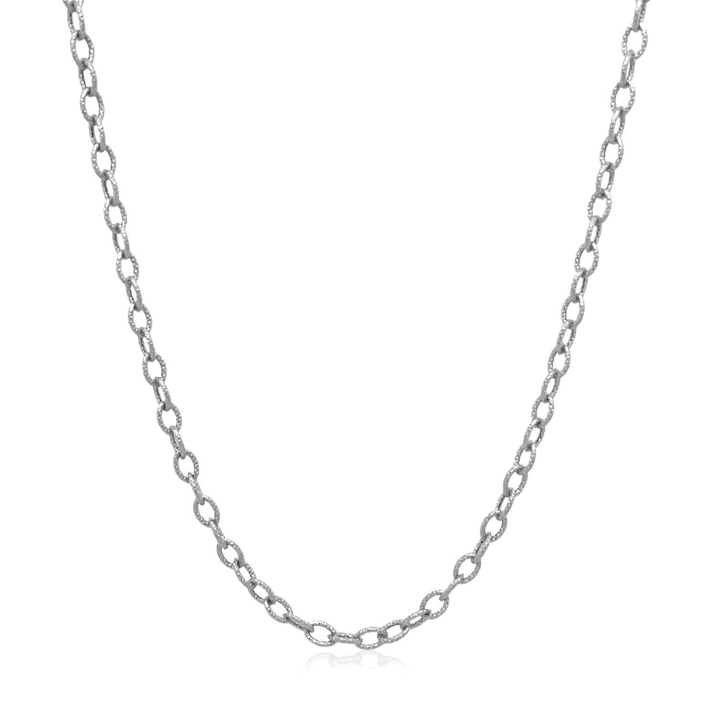 Necklace 2.5mm 14k white gold pendant chain with textured oval links on Tampa Home & Garden Store