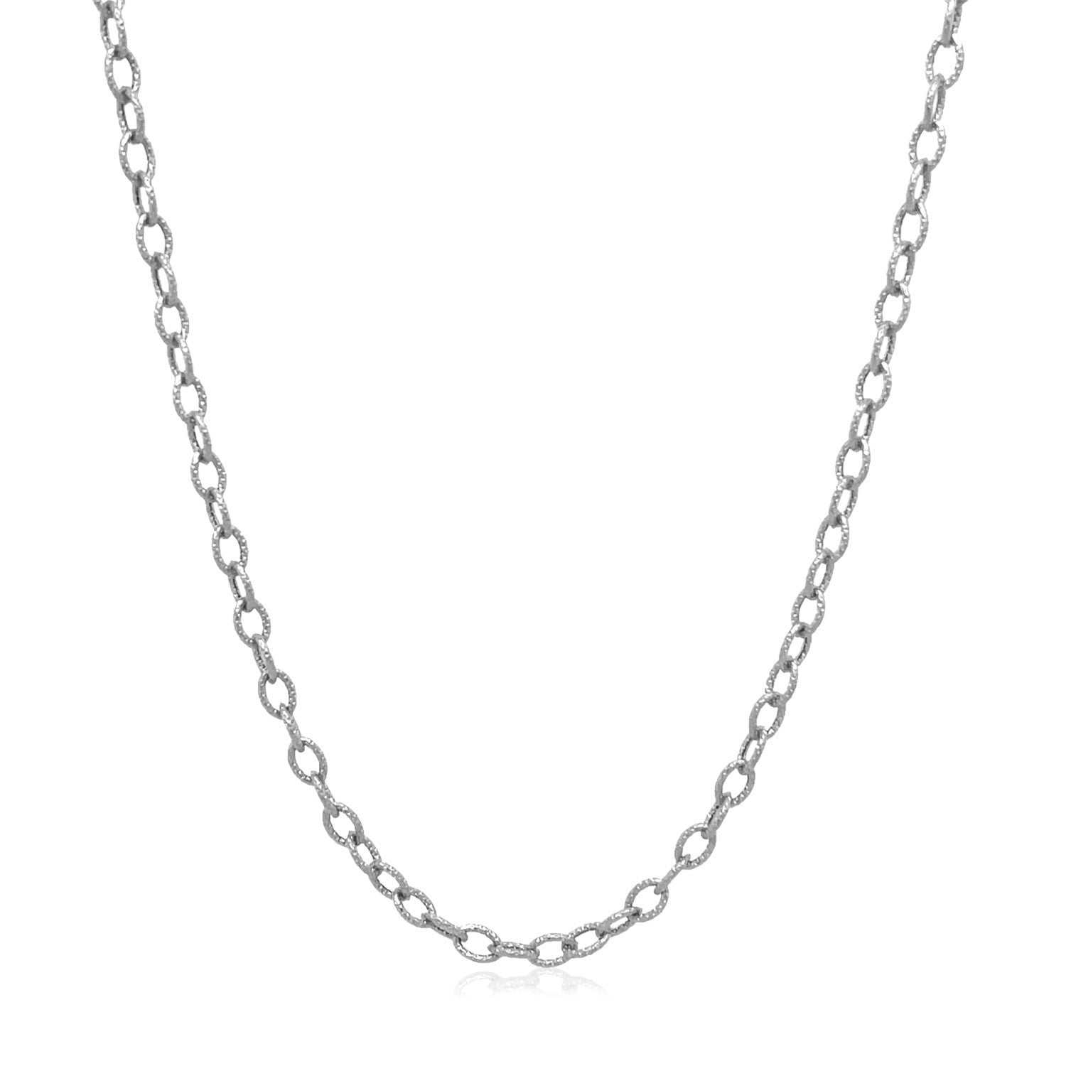 Necklace 2.5mm 14k white gold pendant chain with textured oval links on Tampa Home & Garden Store