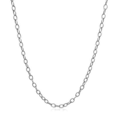 Necklace 2.5mm 14k white gold pendant chain with textured oval links on Tampa Home & Garden Store
