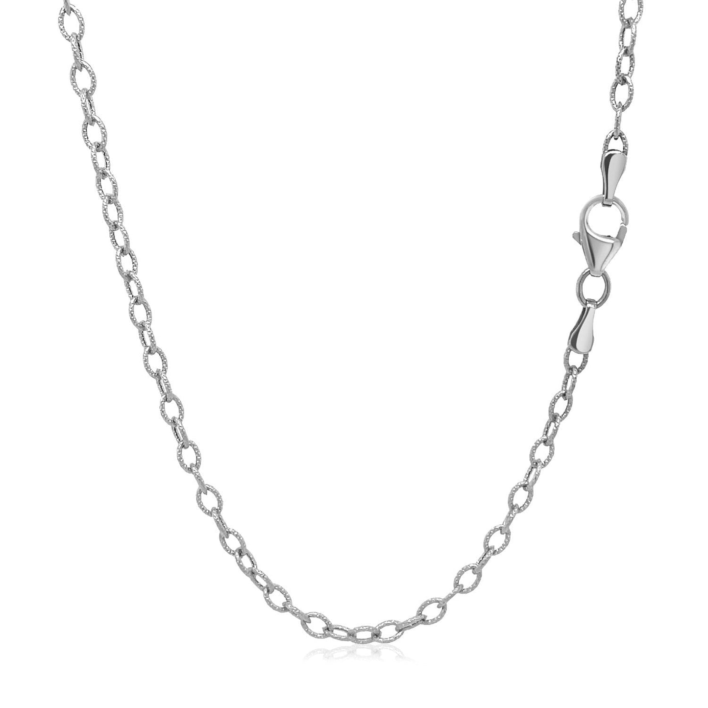 2.5mm 14k white gold pendant chain by Bids.com with textured links and lobster clasp on Tampa Home & Garden Store
