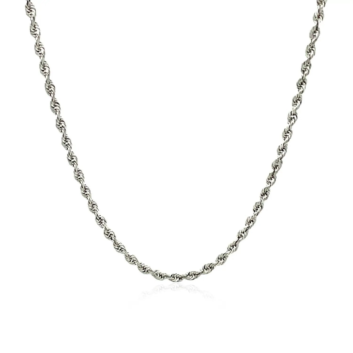 2.25mm 14k White Gold Solid Diamond Cut Rope Chain Necklace with twisted links on Tampa Home & Garden Store
