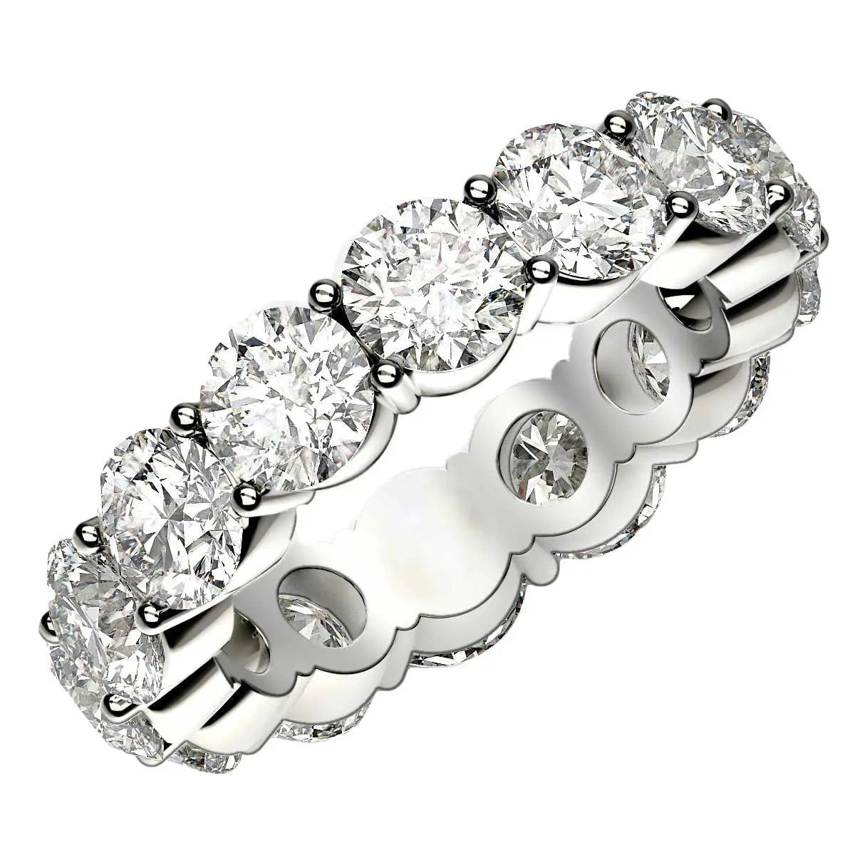 Round cut lab grown diamond eternity ring in 14k white gold with five large stones by Bids.com on Tampa Home & Garden Store