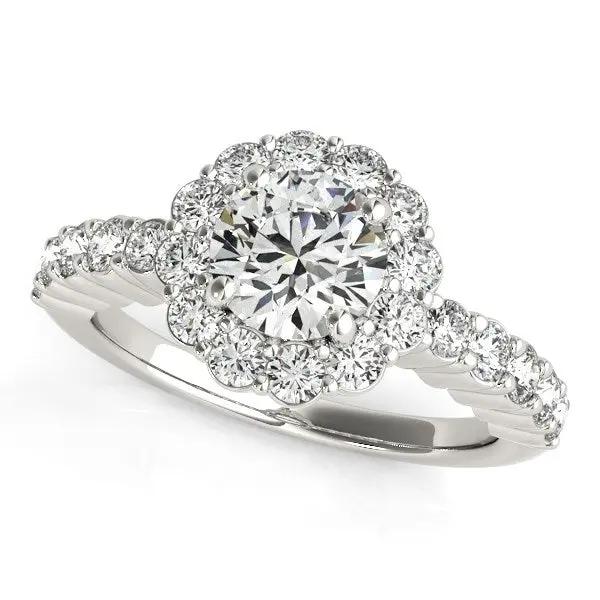14k white gold diamond engagement ring with a round floral halo, 1 5/8 cttw, by Bids.com on Tampa Home & Garden Store