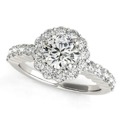14k white gold diamond engagement ring with a round floral halo, 1 5/8 cttw, by Bids.com on Tampa Home & Garden Store