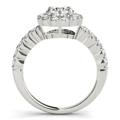 14k white gold engagement ring with round floral diamond cluster and pave-set shoulders on Tampa Home & Garden Store