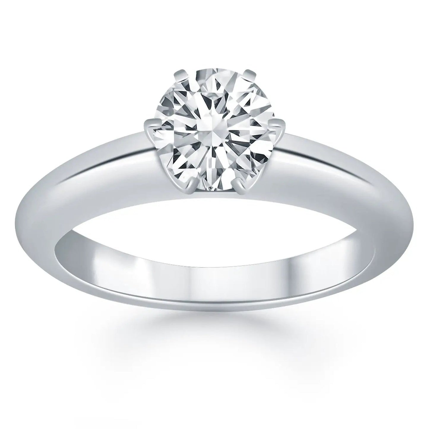 14k white gold solitaire cathedral engagement ring with round brilliant diamond in prong setting on Tampa Home & Garden Store