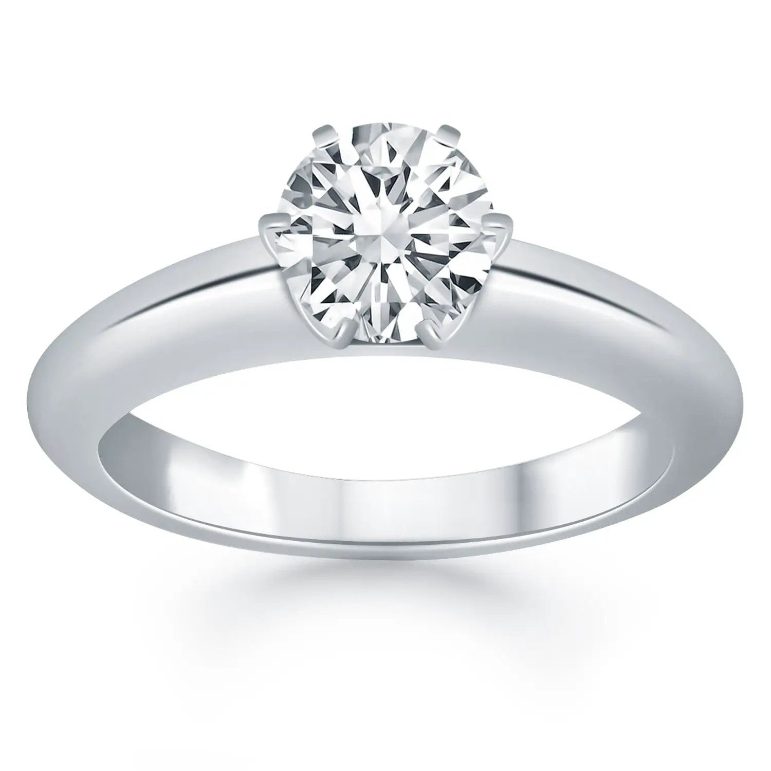 14k white gold solitaire cathedral engagement ring with round brilliant diamond in prong setting on Tampa Home & Garden Store