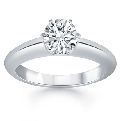 14k white gold solitaire cathedral engagement ring with round brilliant diamond in prong setting on Tampa Home & Garden Store