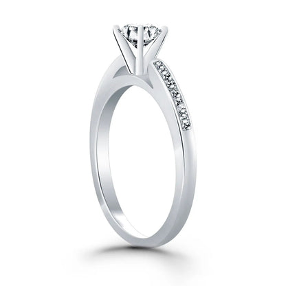 14k white gold channel cathedral ring with center diamond and channel band by Bids.com on Tampa Home & Garden Store