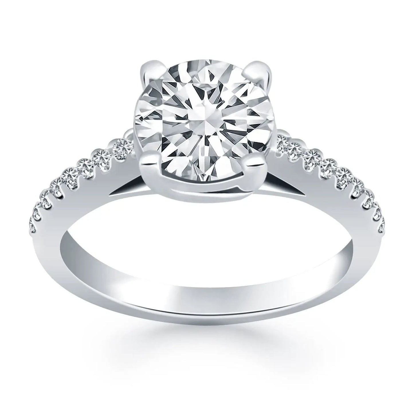 14k white gold trellis diamond engagement ring with a showy center stone and pavé band, Bids.com on Tampa Home & Garden Store