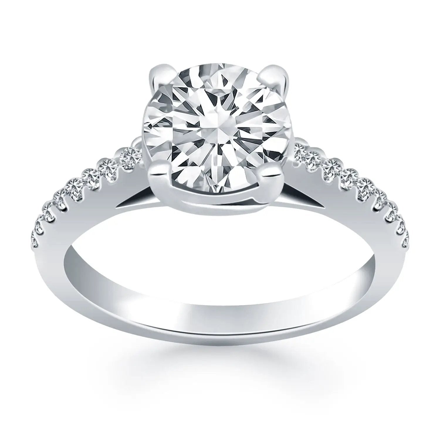 14k white gold trellis diamond engagement ring with a showy center stone and pavé band, Bids.com on Tampa Home & Garden Store