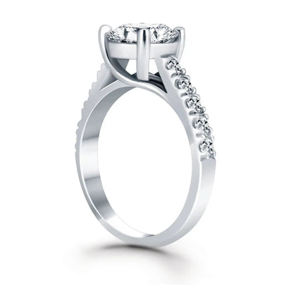 14k white gold trellis diamond engagement ring with a center stone and pavé diamonds along the band on Tampa Home & Garden Store