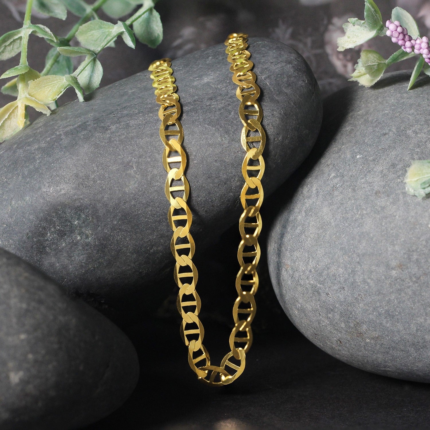 Two 5.5mm 10k yellow gold mariner link chain necklaces by Bids.com on Tampa Home & Garden Store