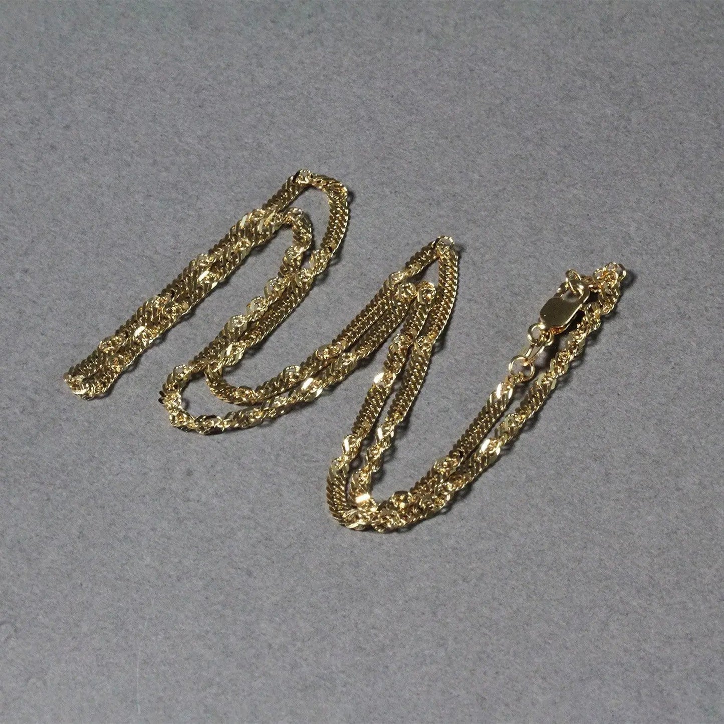 2.1mm 14k Yellow Gold Singapore Chain Necklace set of 3 by Bids.com on Tampa Home & Garden Store