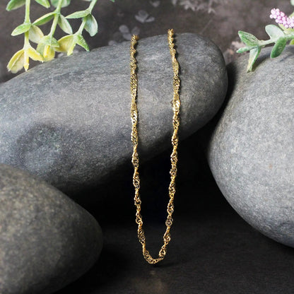 2.1mm 14k yellow gold Singapore chain necklace two strands Bids.com on Tampa Home & Garden Store