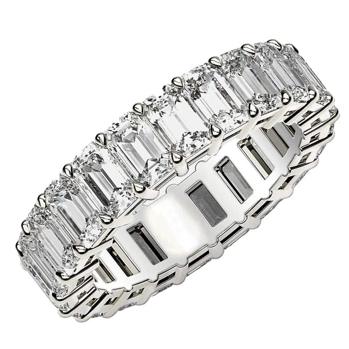 Emerald-cut lab-grown diamond eternity ring in 14k white gold, 5 ctw FG/VS2, Bids.com on Tampa Home & Garden Store