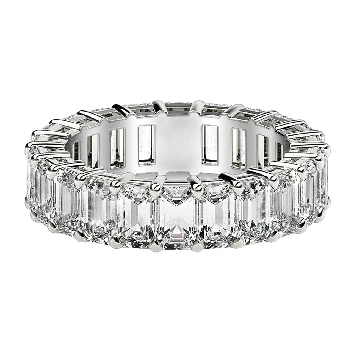 Emerald-cut lab-grown diamond eternity ring in 14k white gold, 5 ctw FG/VS2 by Bids.com on Tampa Home & Garden Store