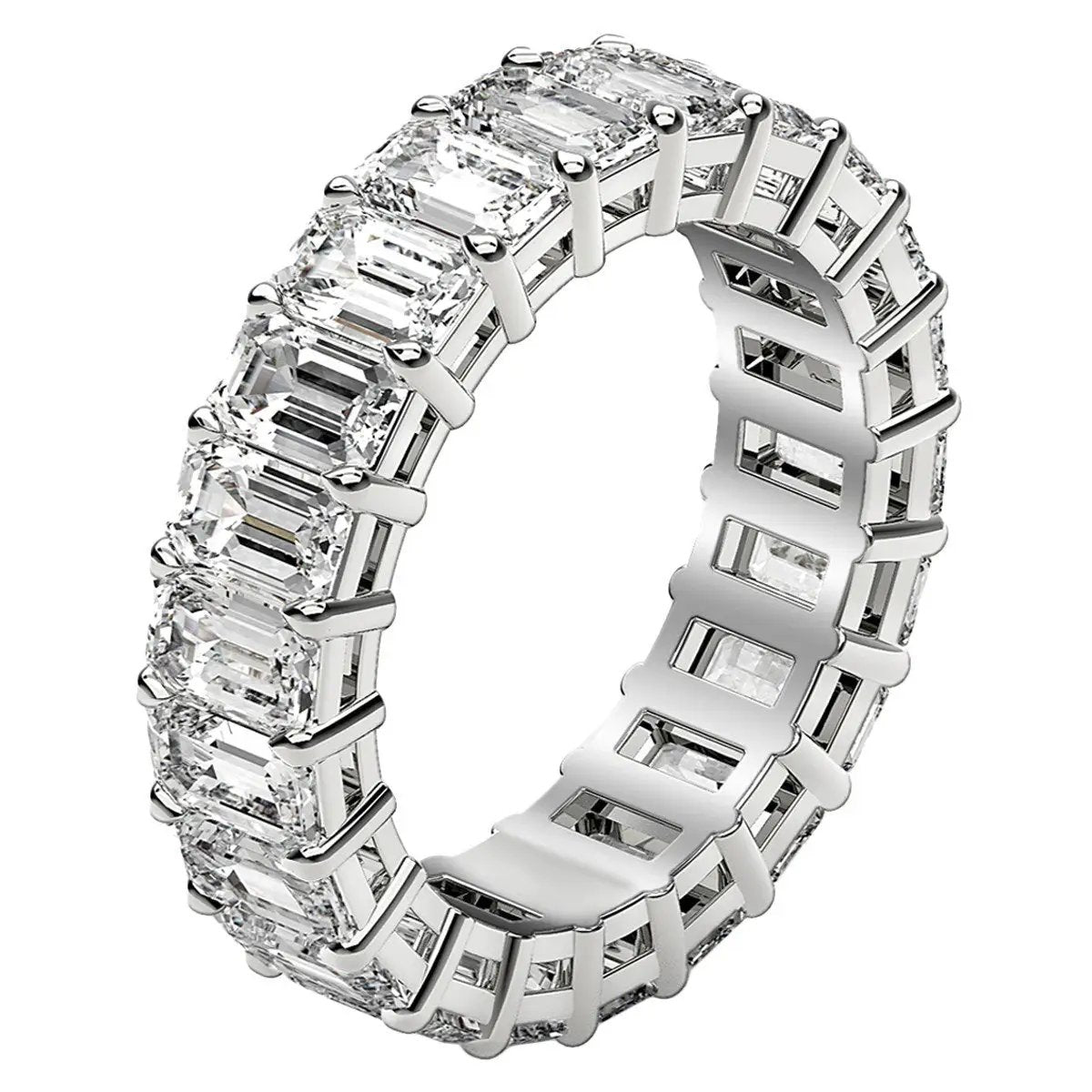 Emerald-cut lab-grown diamond eternity ring in 14k white gold, 5 cttw FG/VS2 by Bids.com on Tampa Home & Garden Store
