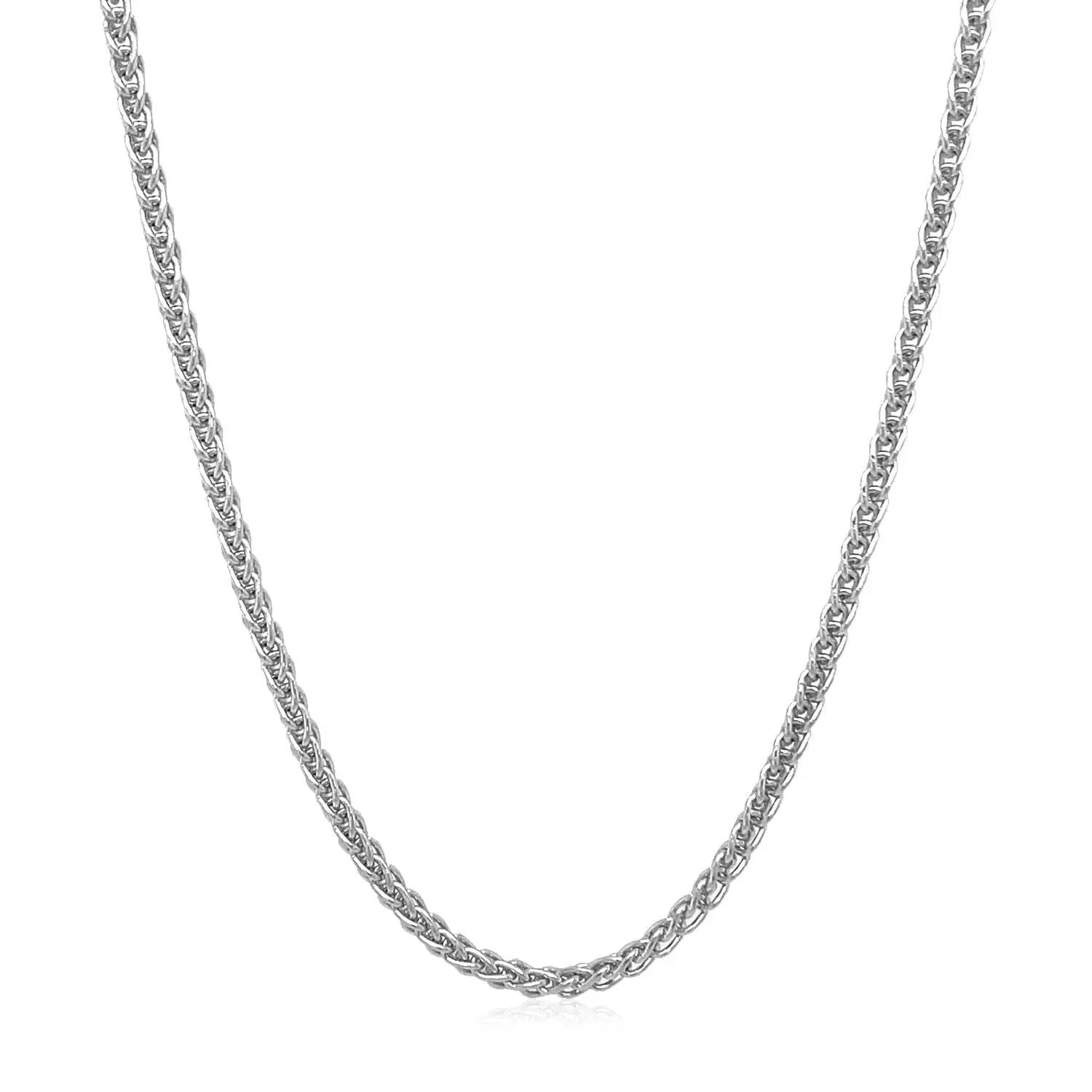 2.1mm 14k white gold round wheat chain necklace by Bids.com polished finish on Tampa Home & Garden Store