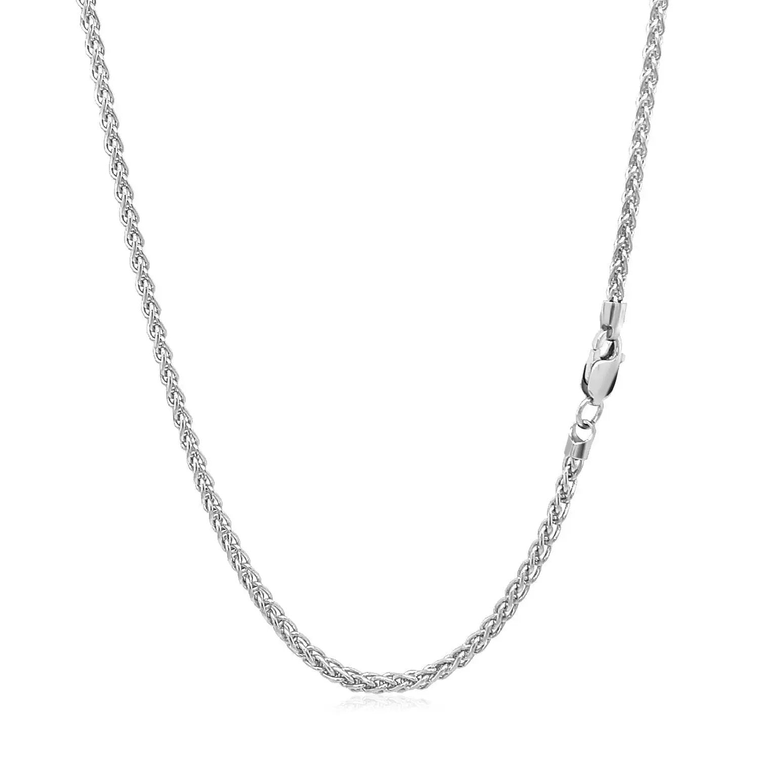 2.1mm 14k white gold round wheat chain necklace by Bids.com with lobster clasp on Tampa Home & Garden Store