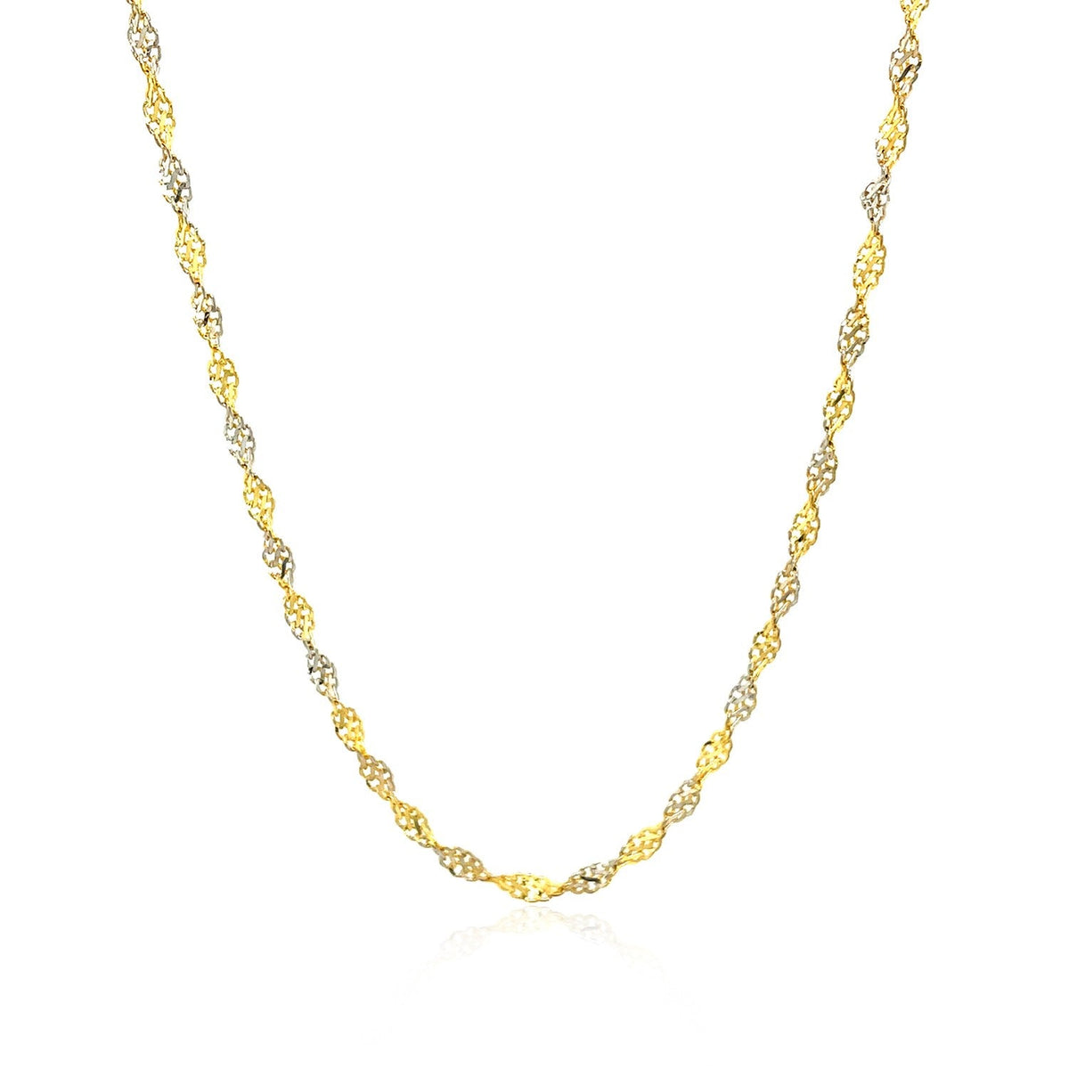 Singapore Chain Necklace 2.0mm two-tone yellow and white gold by Bids.com on Tampa Home & Garden Store