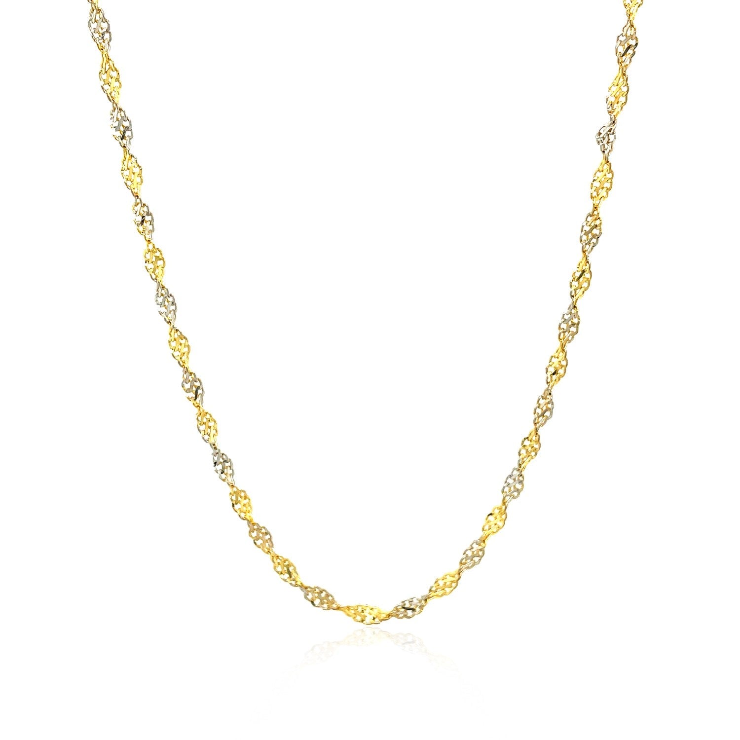 Singapore Chain Necklace 2.0mm two-tone yellow and white gold by Bids.com on Tampa Home & Garden Store