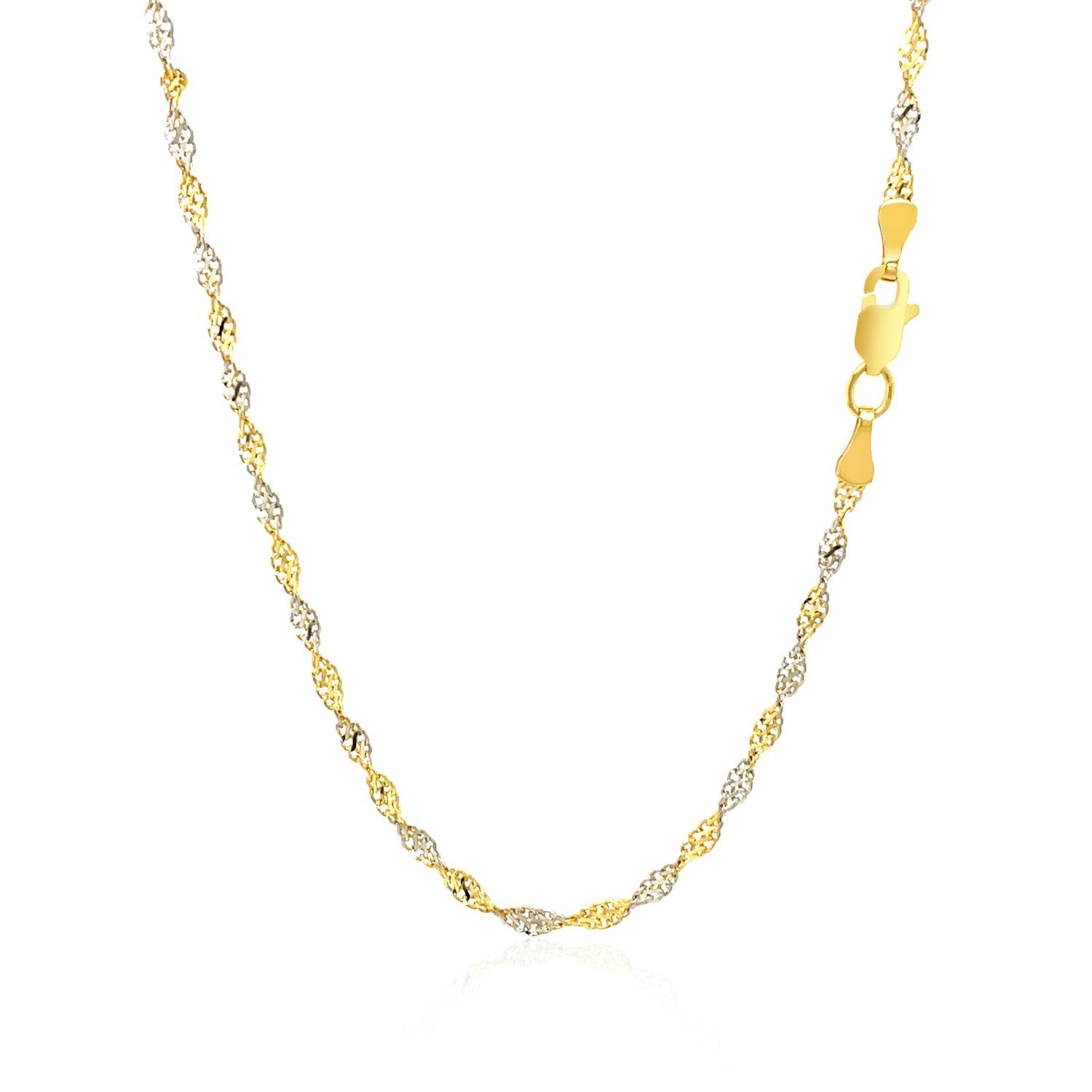 2.0mm Two-Tone Singapore Chain Necklace gold and silver by Bids.com with lobster clasp on Tampa Home & Garden Store