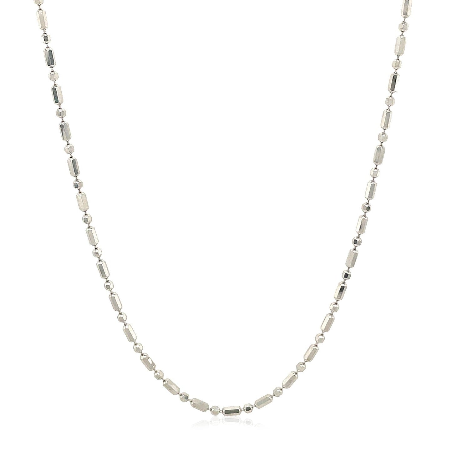 14k white gold diamond-cut alternating bead chain necklace 1.5mm by Bids.com on Tampa Home & Garden Store