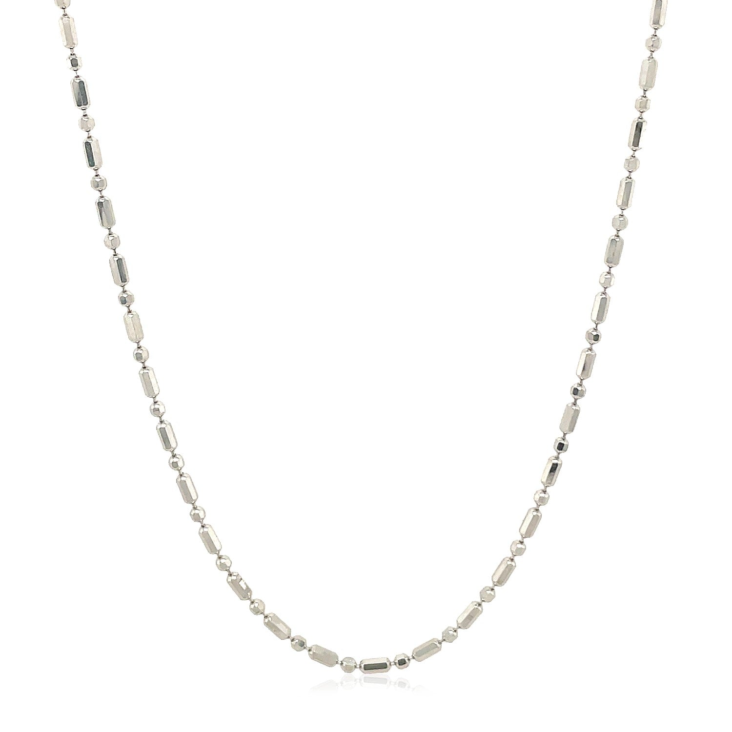 14k white gold diamond-cut alternating bead chain necklace 1.5mm by Bids.com on Tampa Home & Garden Store