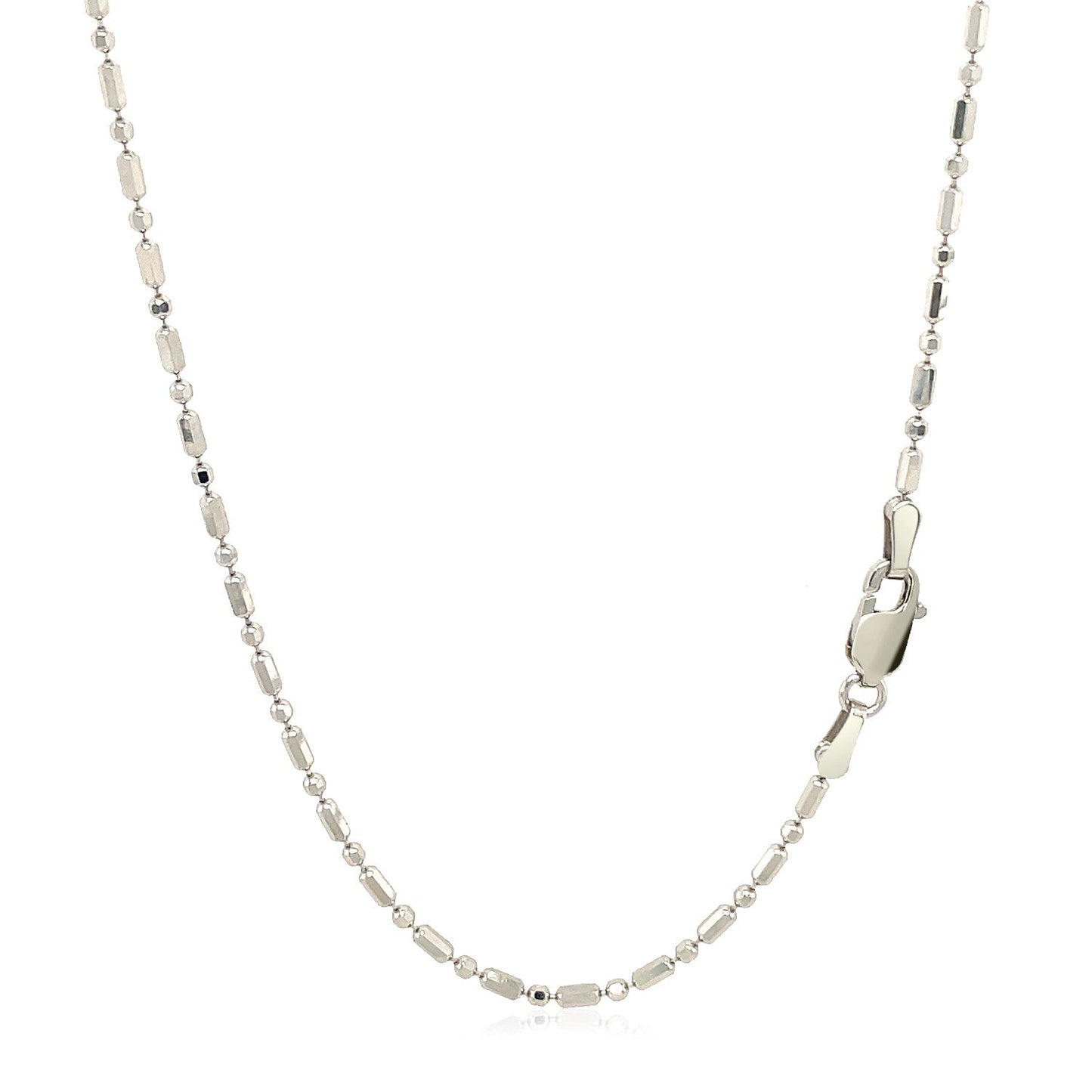 14k white gold diamond-cut alternating bead chain necklace by Bids.com with lobster clasp on Tampa Home & Garden Store