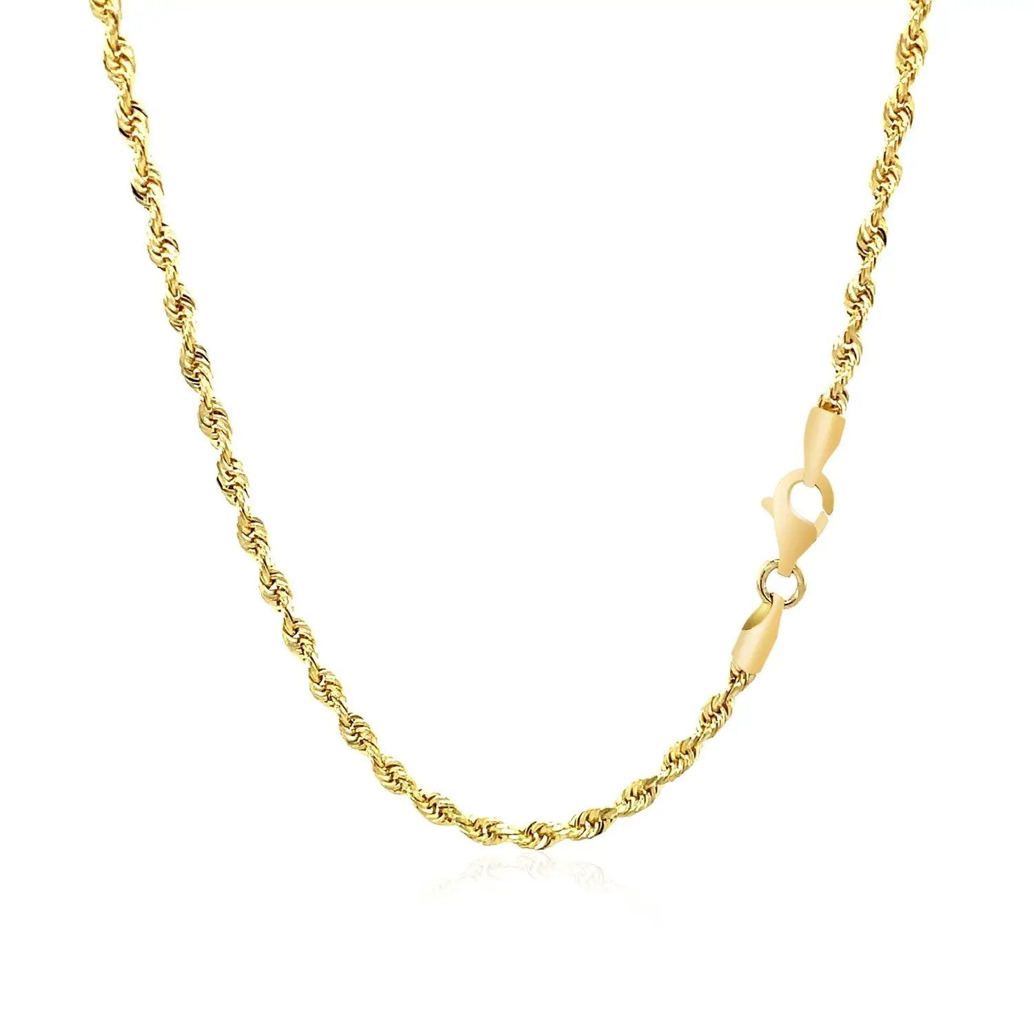 Rope chain necklace 2.5mm 10k yellow gold solid diamond-cut with lobster clasp on Tampa Home & Garden Store