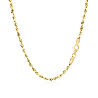 Rope chain necklace 2.5mm 10k yellow gold solid diamond-cut with lobster clasp on Tampa Home & Garden Store