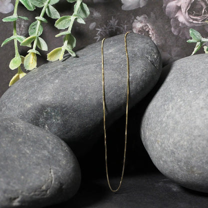 14k yellow gold classic box chain necklace 0.6mm by Bids.com on Tampa Home & Garden Store