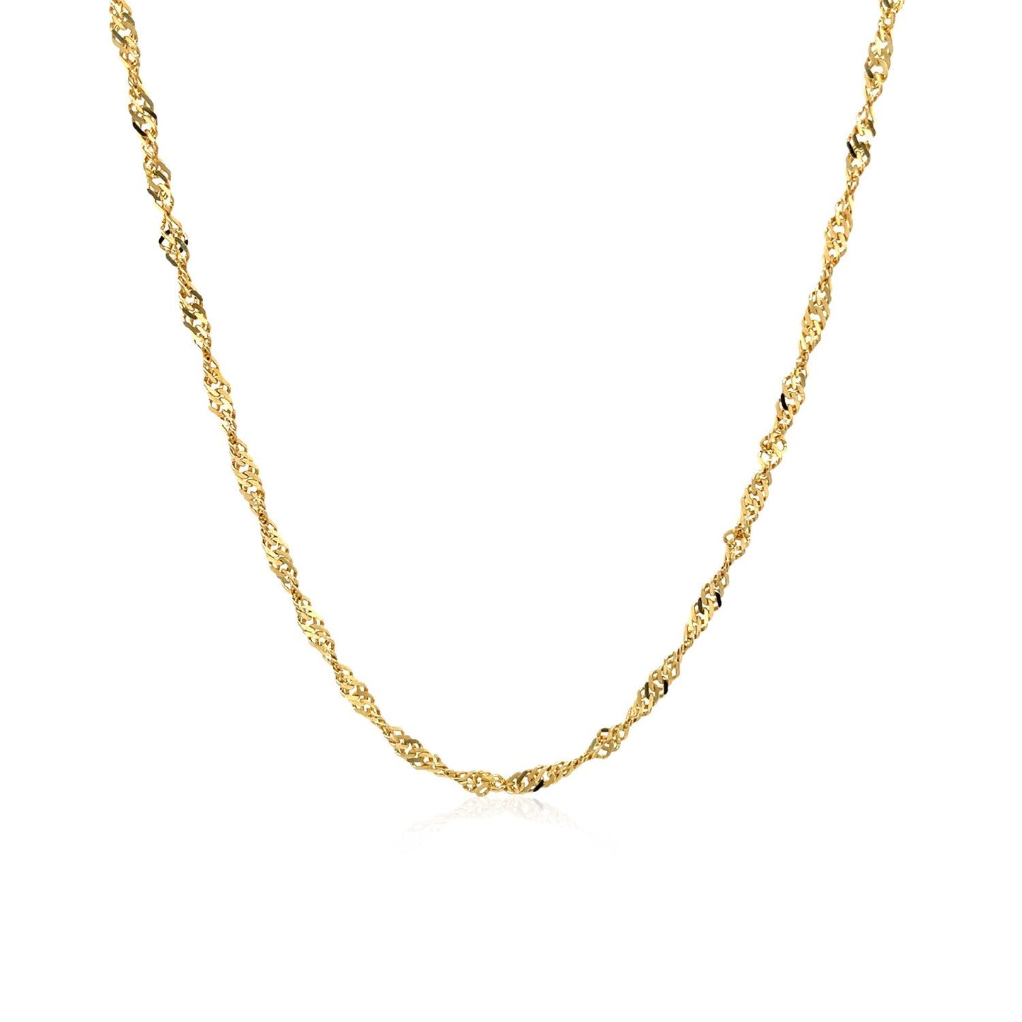 Singapore chain necklace, 14k yellow gold, 1.7mm width on Tampa Home & Garden Store