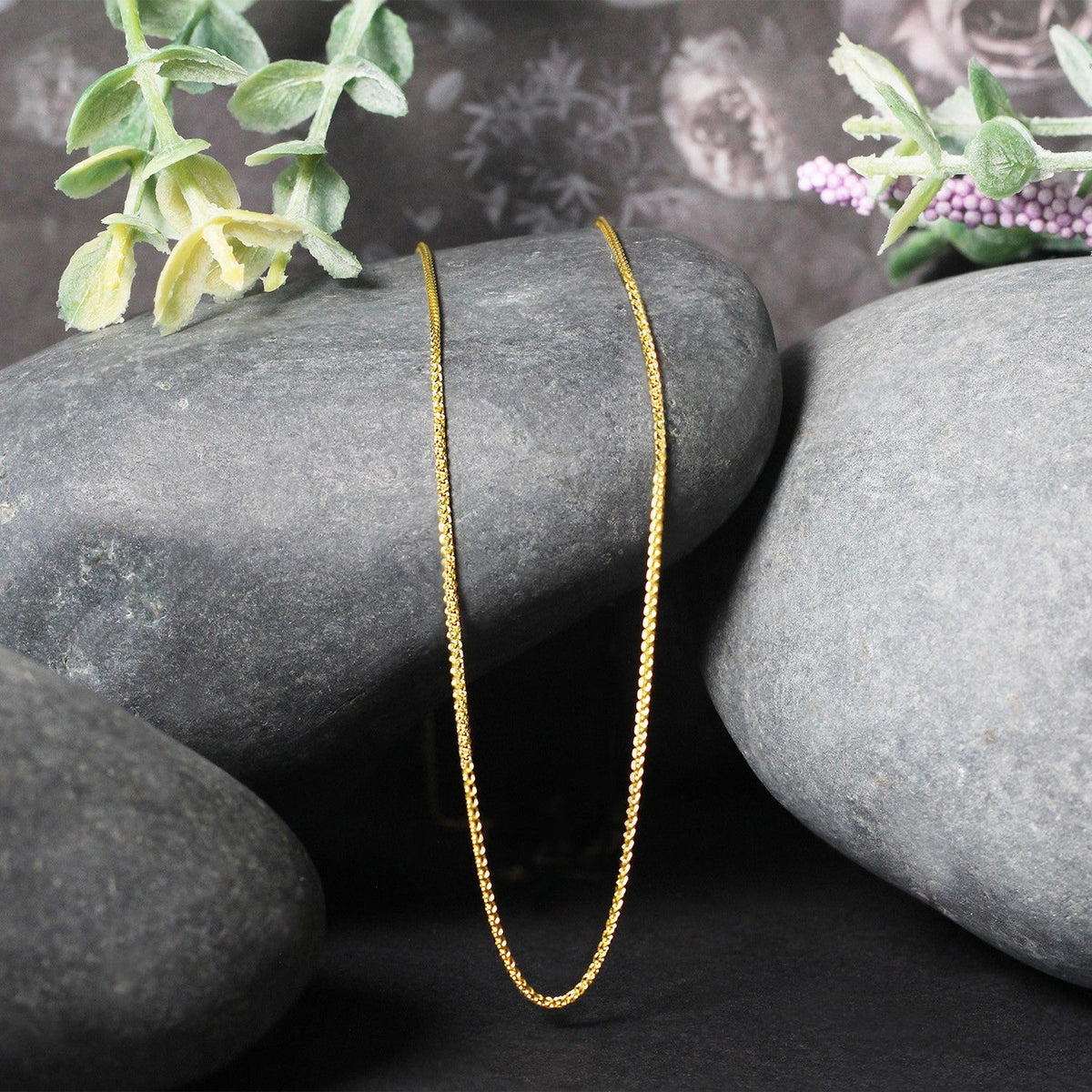 14k yellow gold diamond-cut round wheat chain necklace 1.0mm by Bids.com on Tampa Home & Garden Store