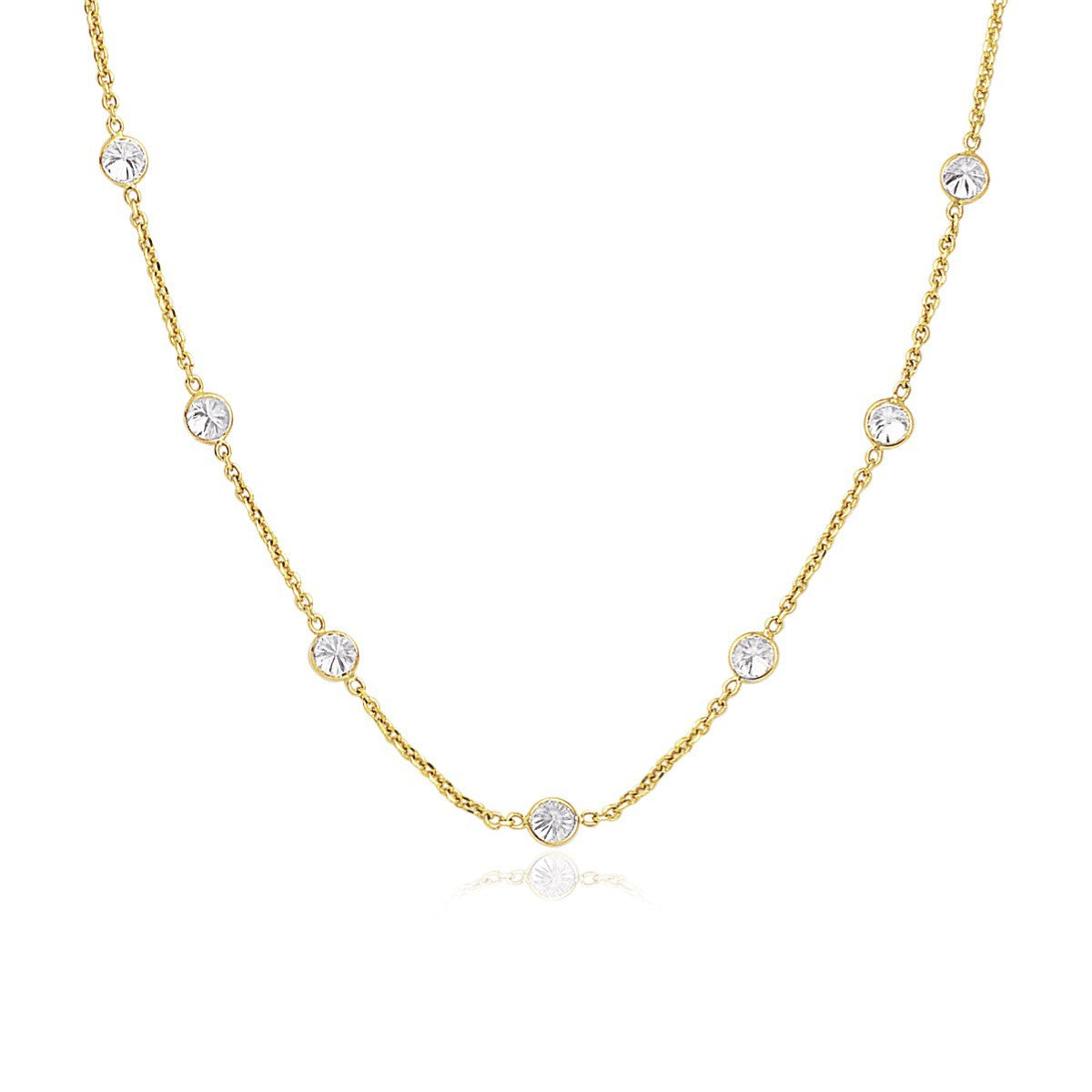 14k yellow gold CZ by the yard long-links necklace with bezel-set crystals, Bids.com on Tampa Home & Garden Store