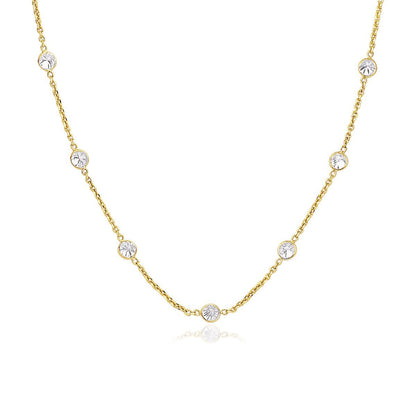 14k yellow gold CZ by the yard long-links necklace with bezel-set crystals, Bids.com on Tampa Home & Garden Store