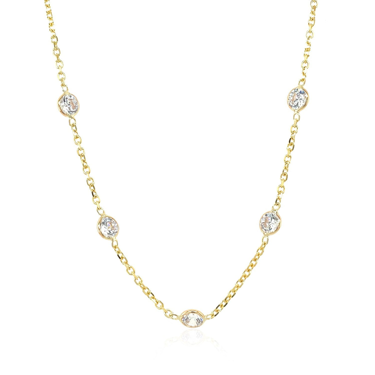 14k yellow gold CZ by-the-yard long links necklace with bezel-set stones Bids.com on Tampa Home & Garden Store