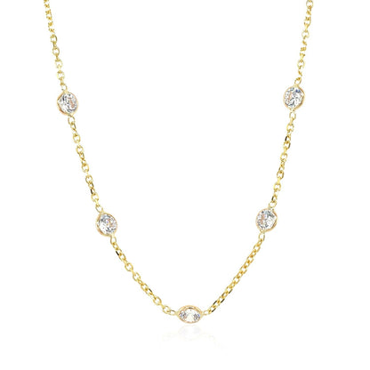 14k yellow gold CZ by-the-yard long links necklace with bezel-set stones Bids.com on Tampa Home & Garden Store