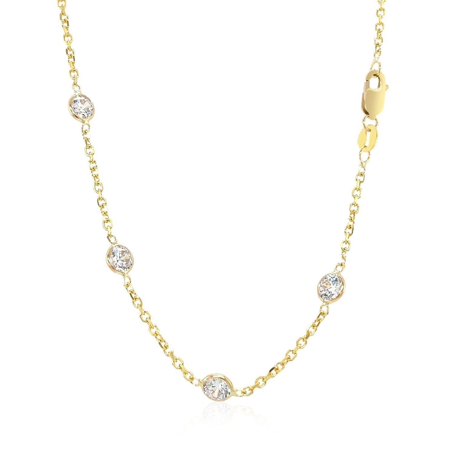 14k yellow gold CZ By the Yard long links necklace with bezel-set stones by Bids.com on Tampa Home & Garden Store