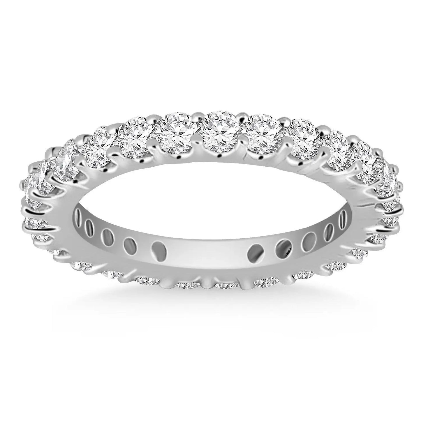 14k white gold common prong round diamond eternity ring with full diamond band on Tampa Home & Garden Store