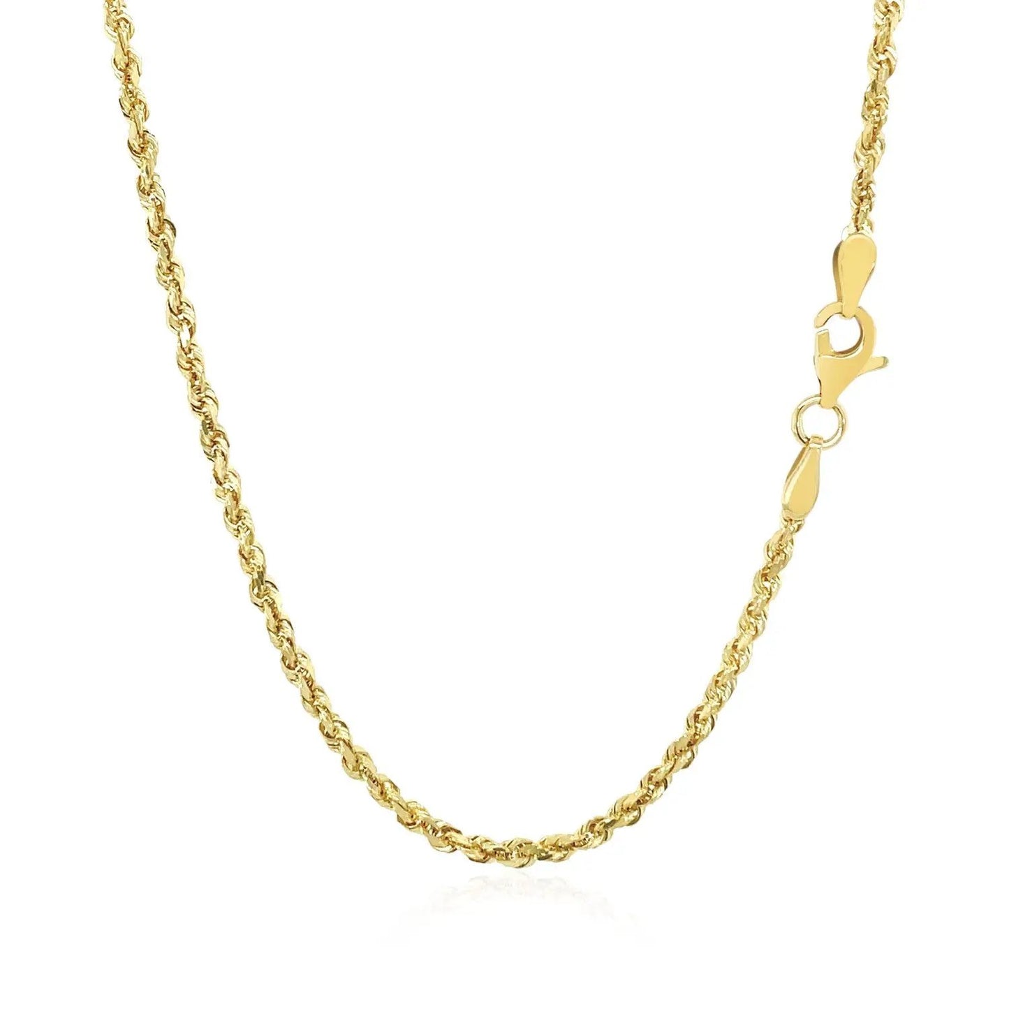 Rope chain necklace 2.25mm, 10k yellow gold solid diamond-cut by Bids.com on Tampa Home & Garden Store